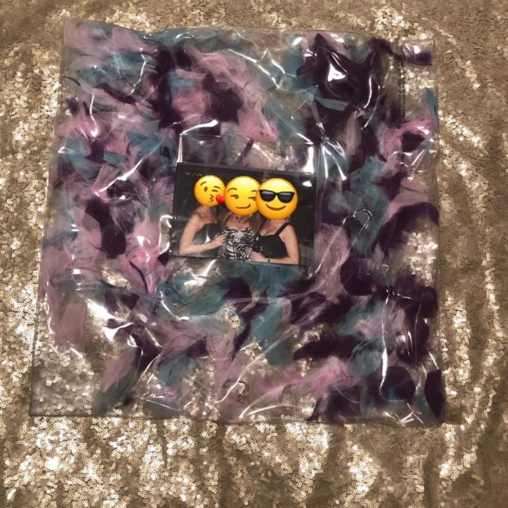 Plastic Pillow with Colorful Feathers